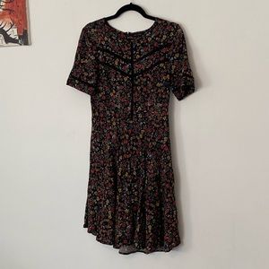 Black floral casual dress